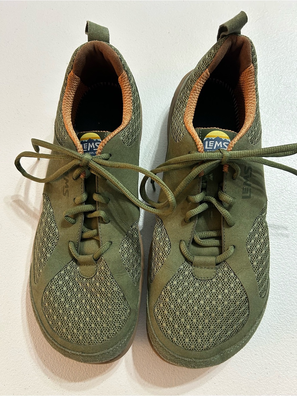 Lems Primal 3 minimalist sneaker olive green mesh upper Men 12/Women 13.5 (READ)